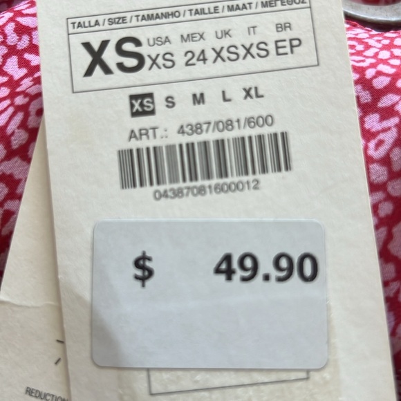 NWT Zara, pink and red midi dress, XS - Picture 4 of 8